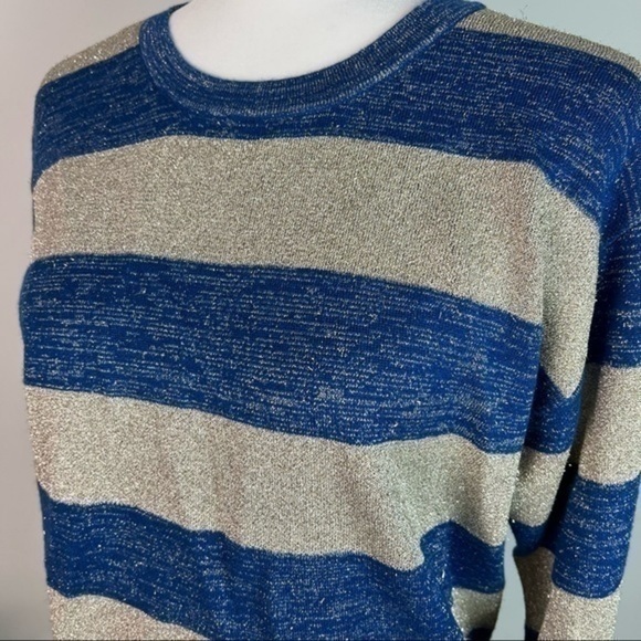 Derek Lam 10 Crosby metallic blue and gold stripe sweater size small - Picture 2 of 11